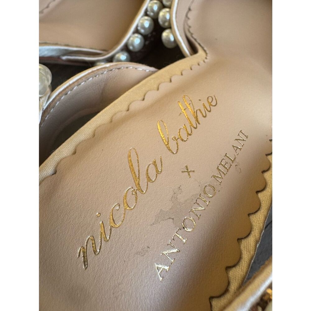 Nicola Bathie x Antonio Melani Bebe Ankle Strap Glitter Pearl pumps in rose gold - Picture 9 of 10